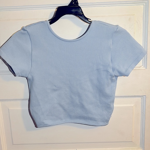 Aeropostale Sky Blue Ribbed Cropped Top - Picture 2 of 2